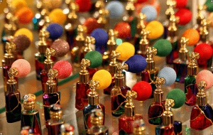 many small perfume bottles