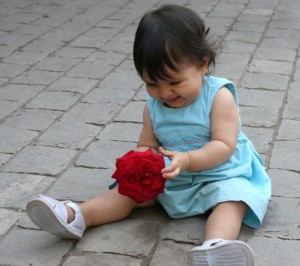 маленькая девочка с розой